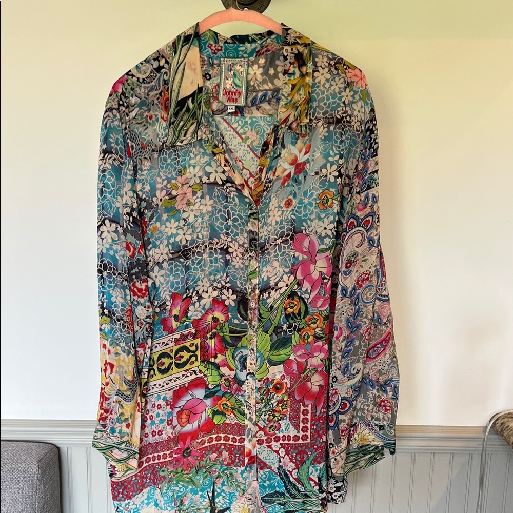 Johnny Was Multicolor Floral Shirt
